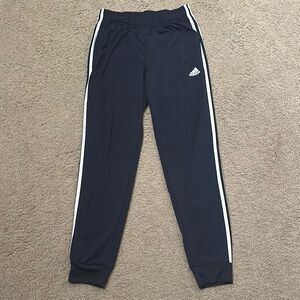 Adidas Men's Navy Joggers with White Stripes